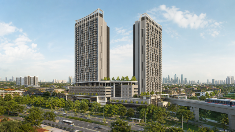 Ilustrasi janaan AI dua menara Melati Residensi di Taman Melati