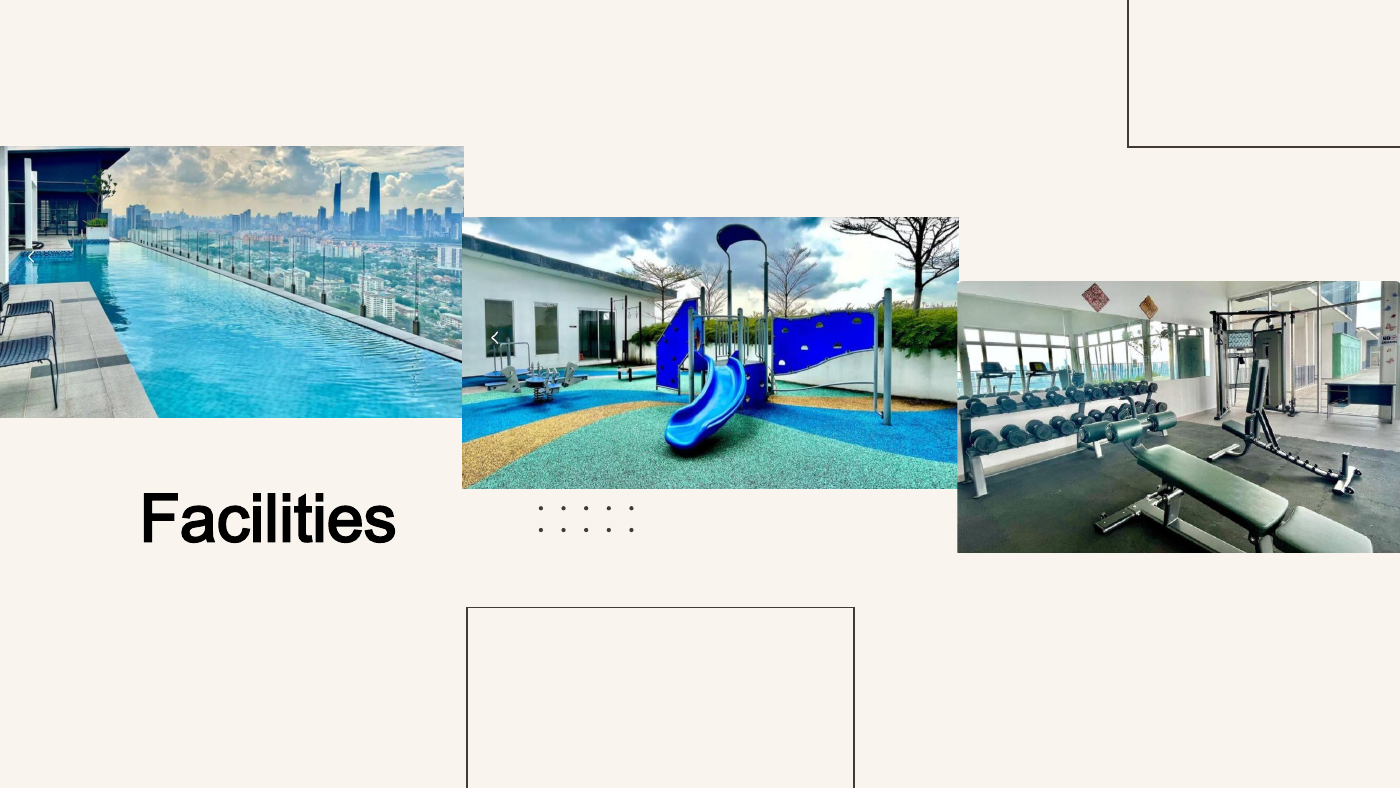 Kolam renang, taman permainan dan gimnasium Axis Crown dalam sales kit
