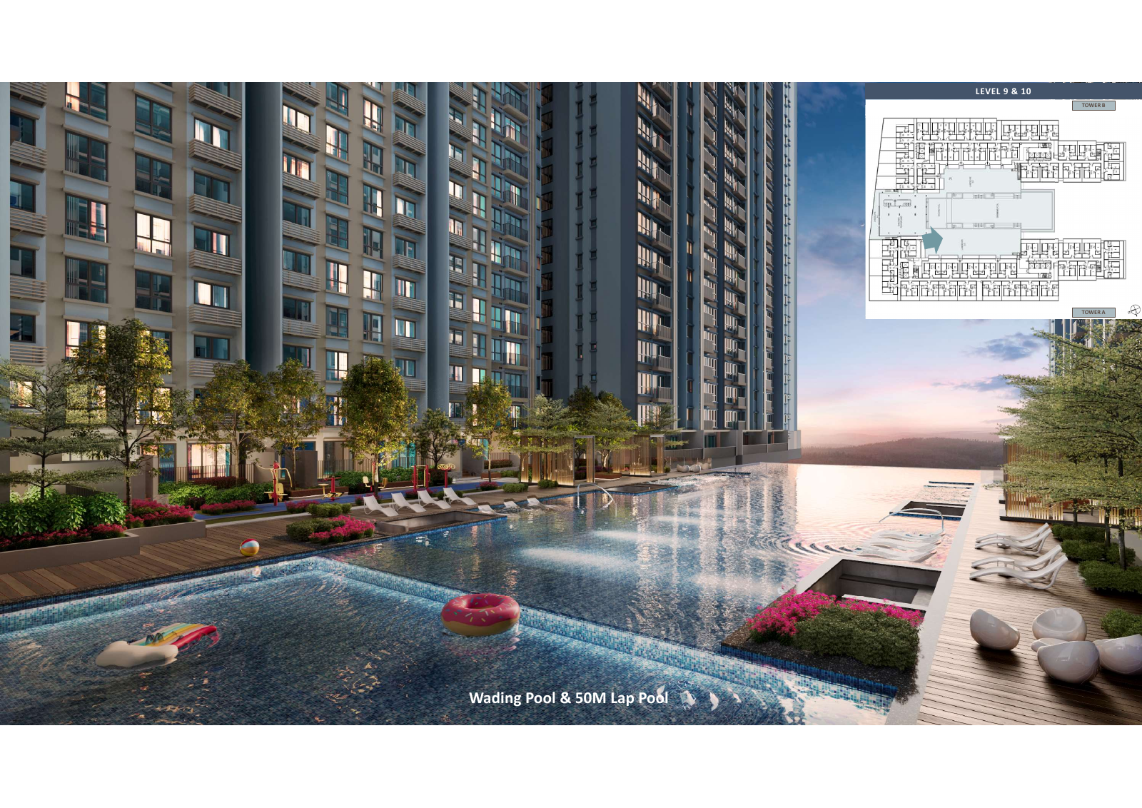 Kolam kanak-kanak dan kolam renang 50 meter — visual sales kit Canopy Hills 2