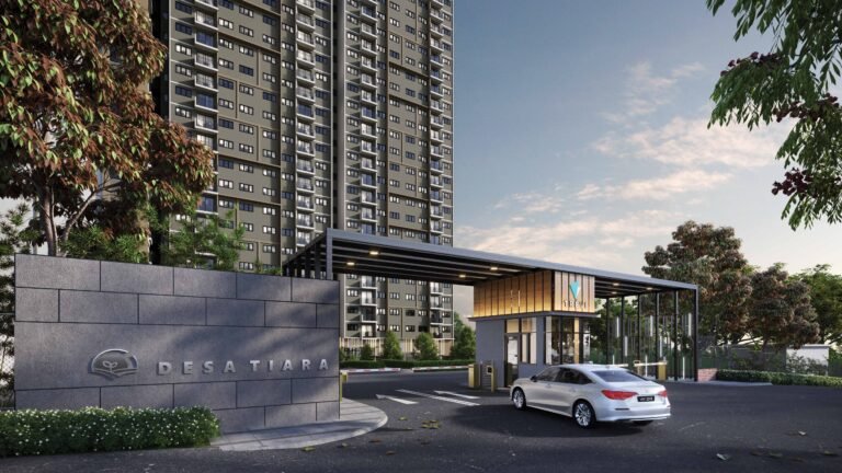 Ilustrasi pintu masuk dan bangunan Desa Tiara Residences