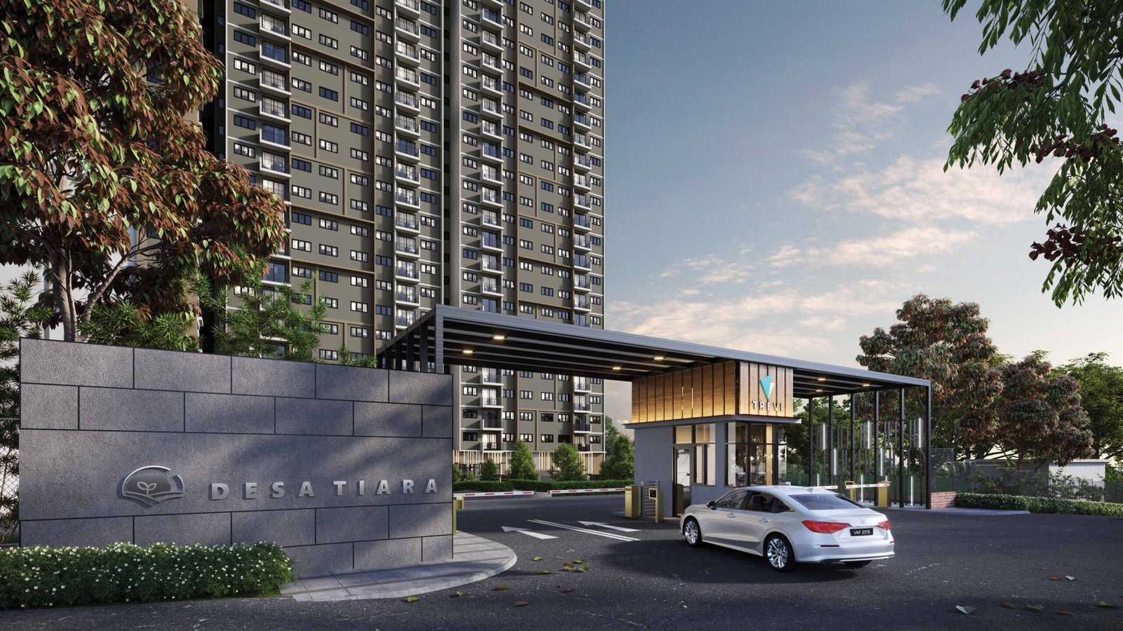 Ilustrasi pintu masuk dan bangunan Desa Tiara Residences