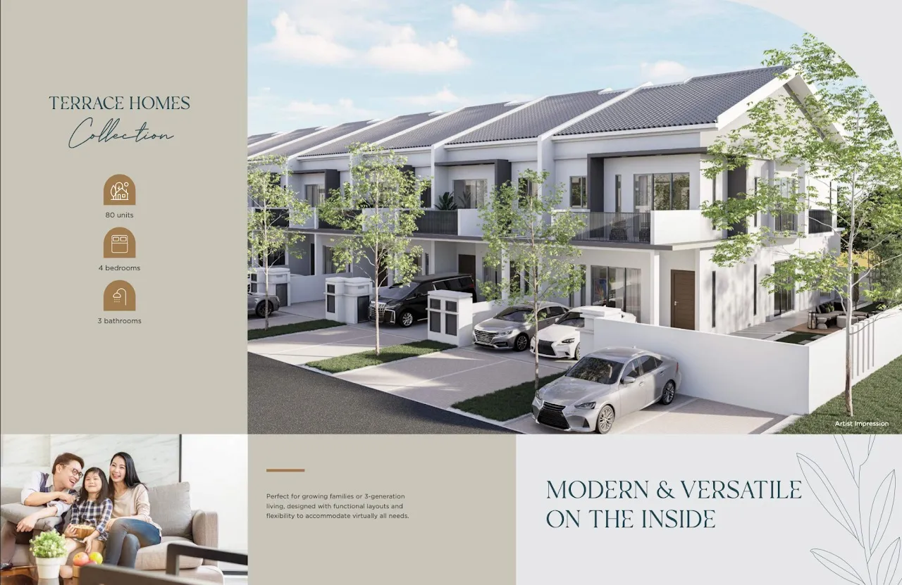 Gambaran artis rumah teres Daun Villa