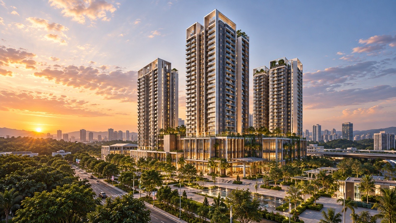 e.Sentral SmartCity — Damansara West — Ilustrasi AI — bukan gambaran sebenar projek