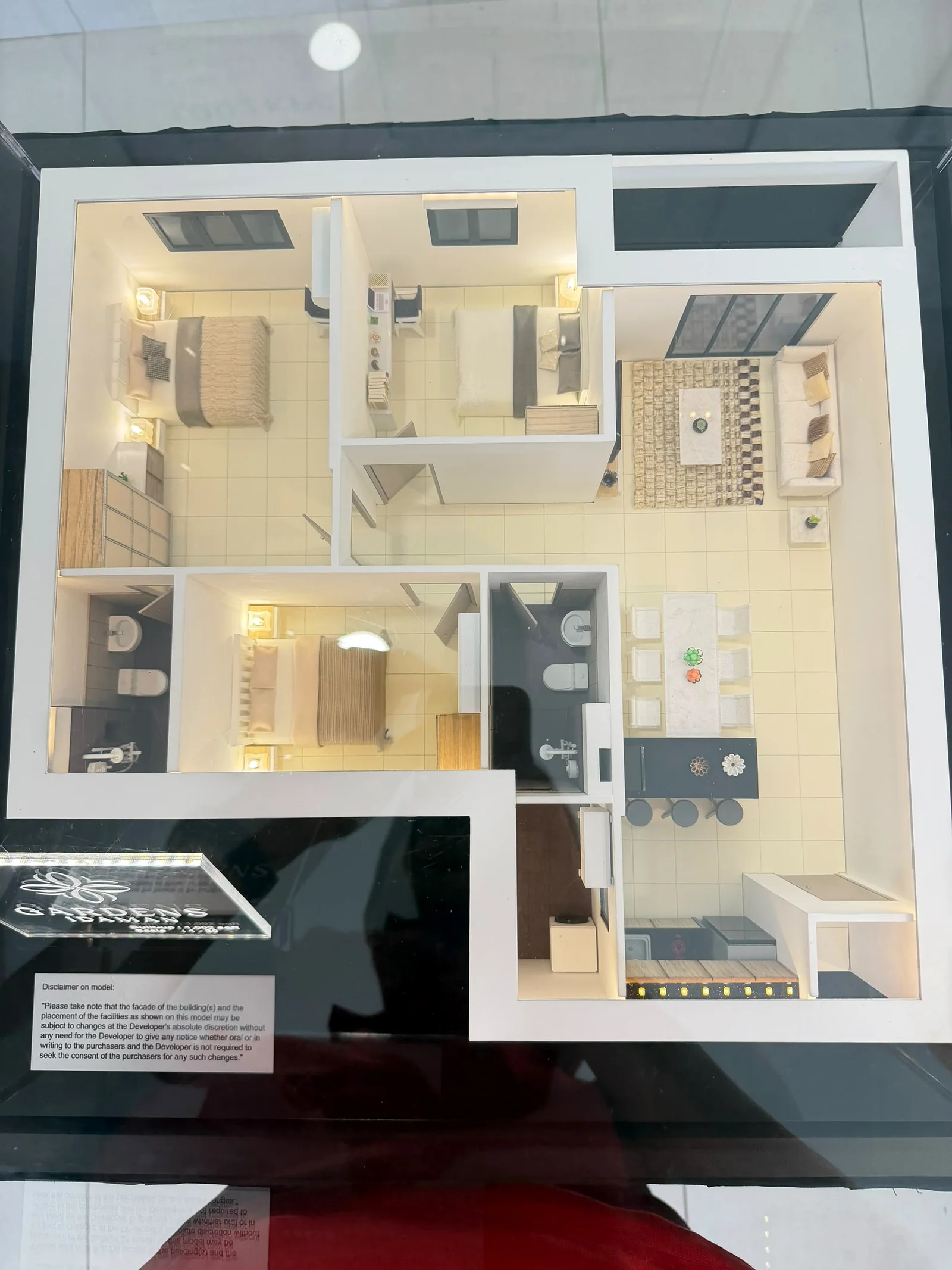 Foto sebenar model susun atur unit Gardens Idaman 3 bilik
