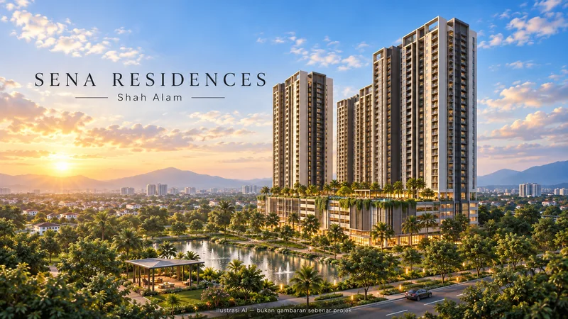 Sena Residences — Seksyen 14, Shah Alam — Ilustrasi AI — bukan gambaran sebenar projek
