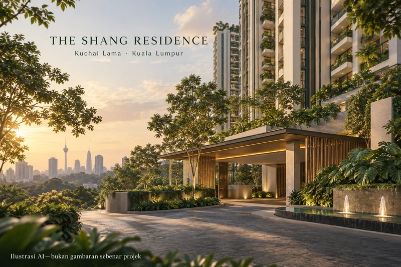The Shang Residence — Kuchai Lama — Ilustrasi AI — bukan gambaran sebenar projek
