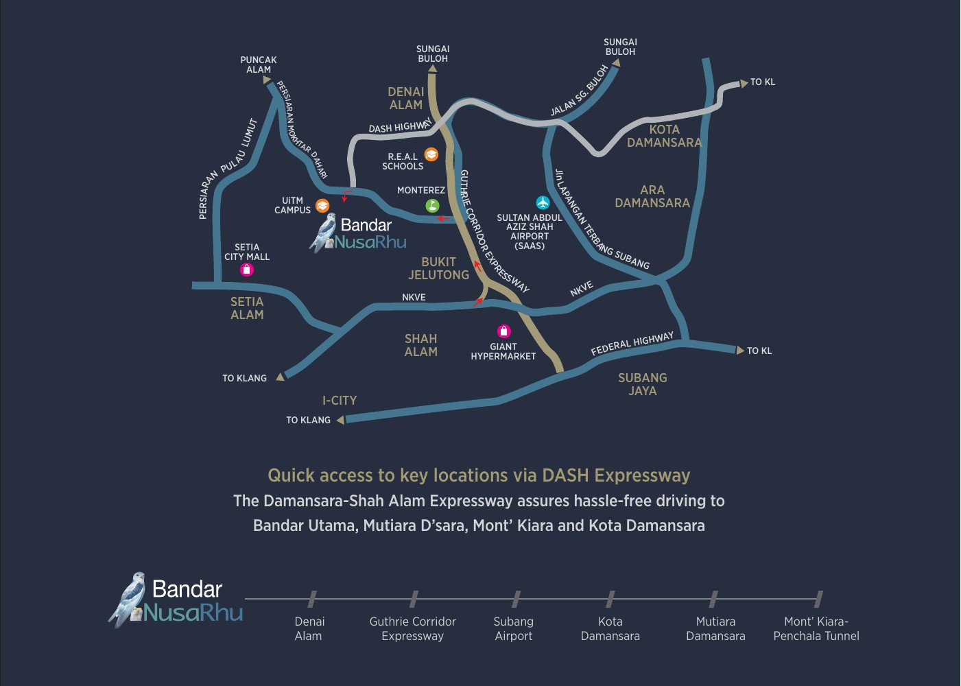 Peta lokasi dan akses Ilham Bandar Nusa Rhu