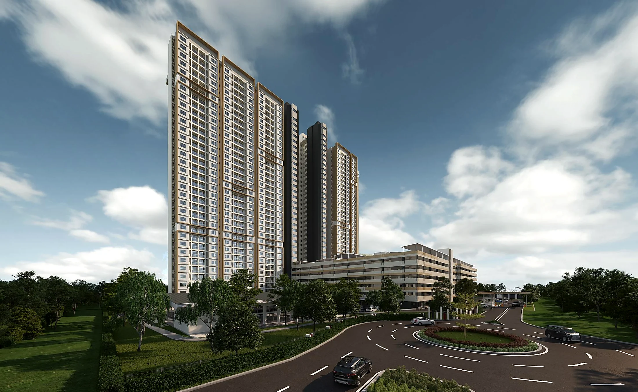 Lakaran artis fasad Residensi Kirana di Taman Astana, Bangi
