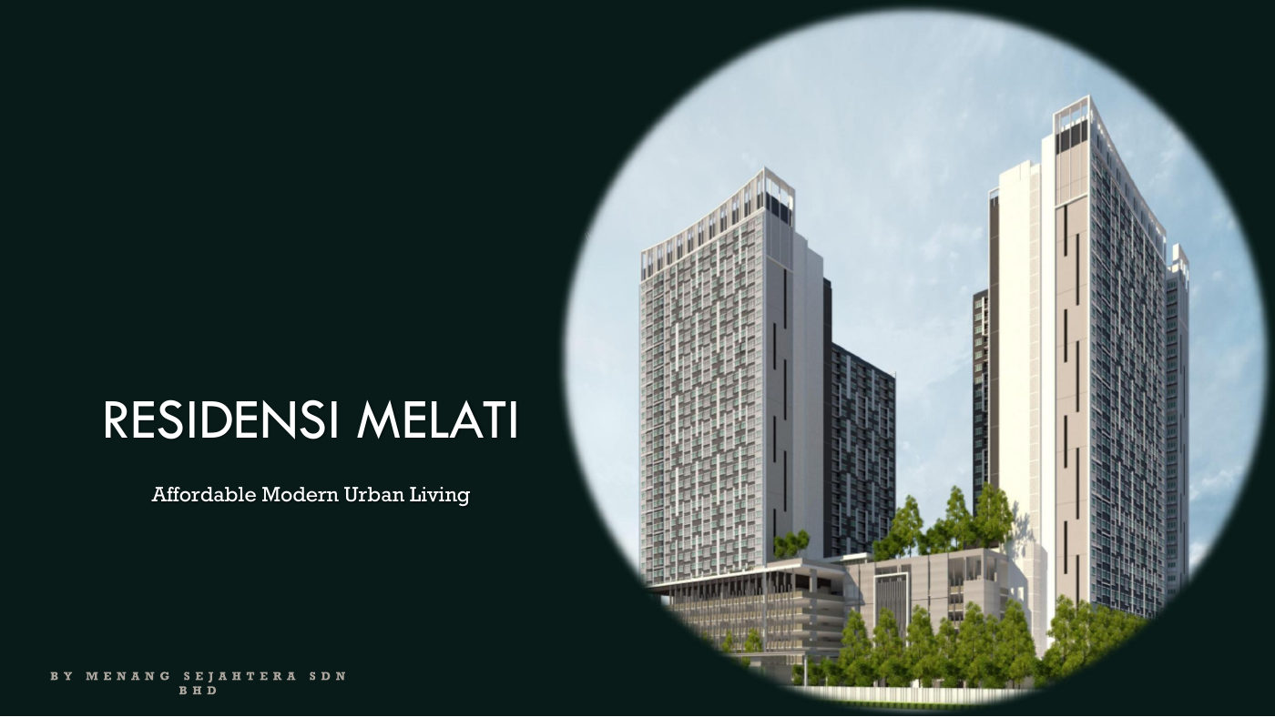 Ilustrasi bangunan Residensi Melati daripada bahan pemasaran asal, bukan foto tapak.