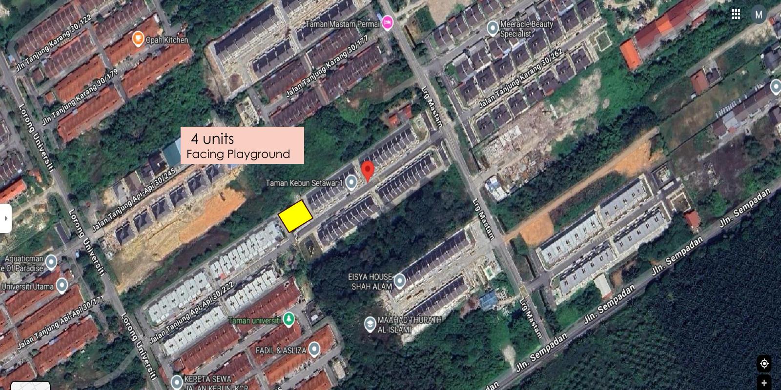 Peta lokasi Taman Kebun Setawar sekitar Lorong Mastam dan Jalan Tanjung Karang