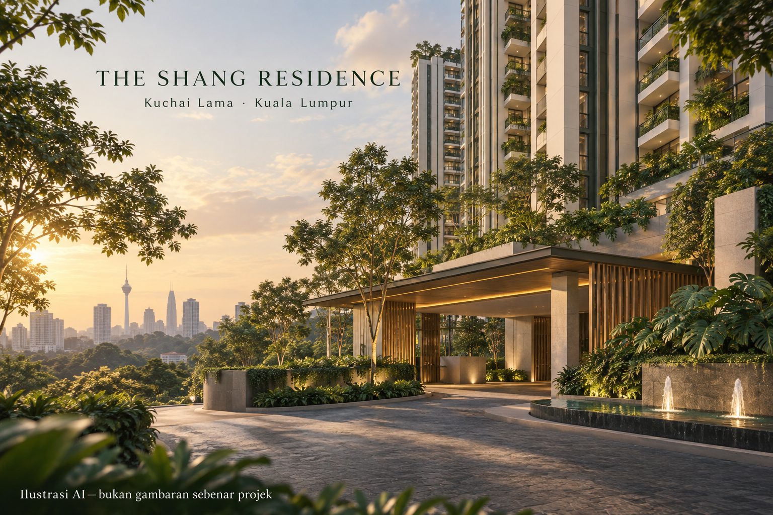 The Shang Residence — ilustrasi AI, bukan gambaran sebenar projek